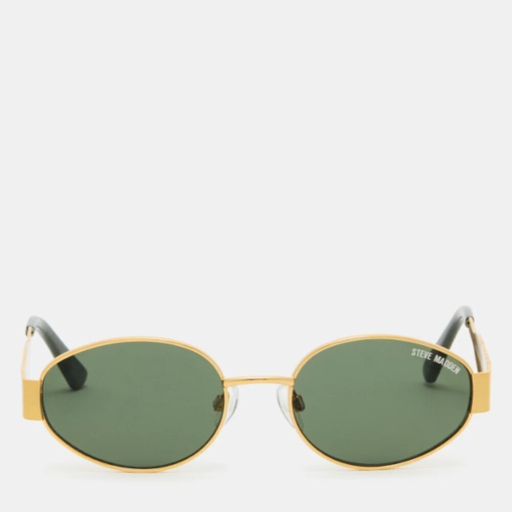 Steve Madden Mystie Sunglasses - Shiny Gold Frame - Oval - Picture 2 of 4